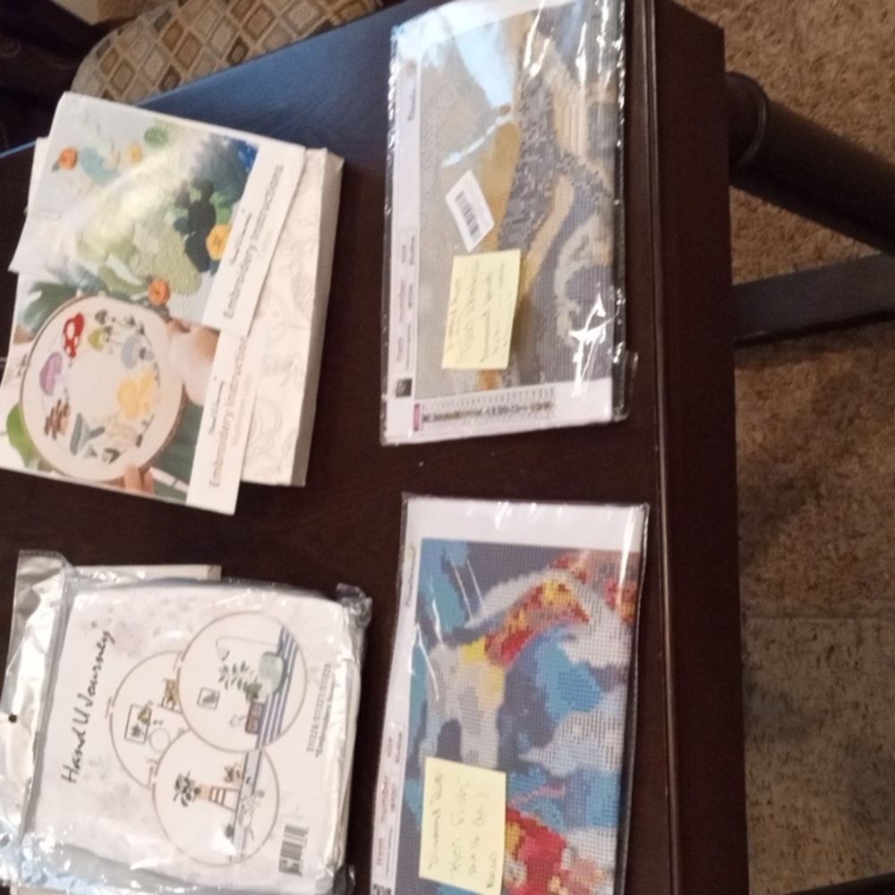 4-Sets Complete Embroidery & Diamond Painting Hobbyists Unused Four Complete Set - Picture 2 of 12